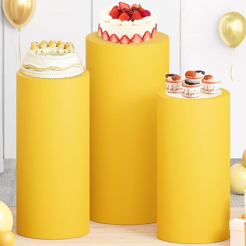 مجموعة غطاء حامل اسطوانة مكونة من 3 أغطية حامل اسطوانة من ألياف لدنة ذهبية لحفلات الزفاف وحفلات الزفاف وأغطية حامل اسطوانة مرنة لمجموعة غطاء حامل الاسطوانة لديكورات حفلات الزفاف in Kuwait