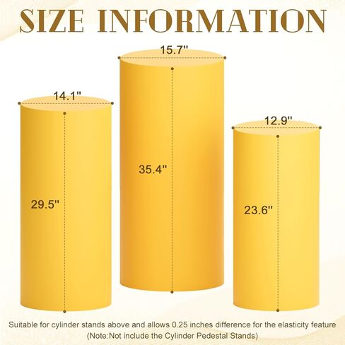 مجموعة غطاء حامل اسطوانة مكونة من 3 أغطية حامل اسطوانة من ألياف لدنة ذهبية لحفلات الزفاف وحفلات الزفاف وأغطية حامل اسطوانة مرنة لمجموعة غطاء حامل الاسطوانة لديكورات حفلات الزفاف in Kuwait