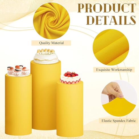 مجموعة غطاء حامل اسطوانة مكونة من 3 أغطية حامل اسطوانة من ألياف لدنة ذهبية لحفلات الزفاف وحفلات الزفاف وأغطية حامل اسطوانة مرنة لمجموعة غطاء حامل الاسطوانة لديكورات حفلات الزفاف in Kuwait