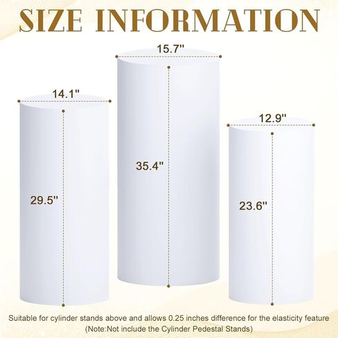 Cylinder Stand Cover Set of 3 Gold Spandex Cylinder Pedestal Stand Covers for Bridal Baby Shower Flexible Cylinder Stand Covers for Cylinder Stand Cover Set for Wedding Party Decorations in Saudi Arabia
