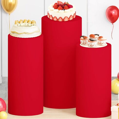 Cylinder Stand Cover Set of 3 Gold Spandex Cylinder Pedestal Stand Covers for Bridal Baby Shower Flexible Cylinder Stand Covers for Cylinder Stand Cover Set for Wedding Party Decorations in Saudi Arabia