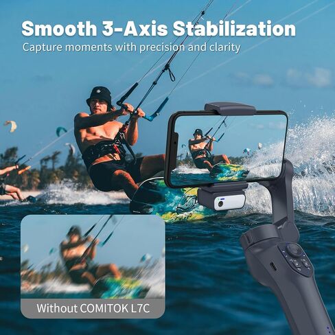 L7C Pro, Gimbal stabilizer for iphone, Phone Stabilizer for Video Recording with Face/Object Tracking, 3-Axis Gimbal for Android & iPhone 15 Pro Max, Foldable iPhone Gimbal Vlog Recording in Saudi Arabia