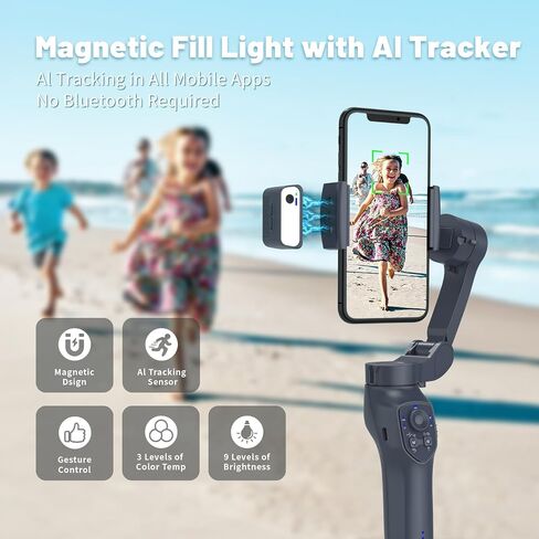 L7C Pro, Gimbal stabilizer for iphone, Phone Stabilizer for Video Recording with Face/Object Tracking, 3-Axis Gimbal for Android & iPhone 15 Pro Max, Foldable iPhone Gimbal Vlog Recording in Saudi Arabia