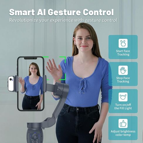 L7C Pro, Gimbal stabilizer for iphone, Phone Stabilizer for Video Recording with Face/Object Tracking, 3-Axis Gimbal for Android & iPhone 15 Pro Max, Foldable iPhone Gimbal Vlog Recording in Saudi Arabia