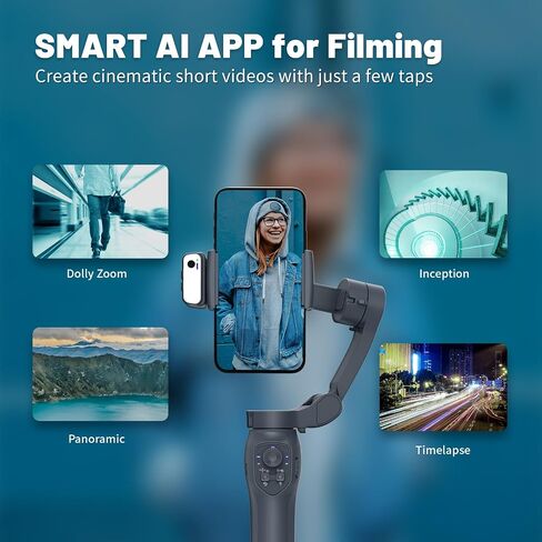 L7C Pro, Gimbal stabilizer for iphone, Phone Stabilizer for Video Recording with Face/Object Tracking, 3-Axis Gimbal for Android & iPhone 15 Pro Max, Foldable iPhone Gimbal Vlog Recording in Saudi Arabia