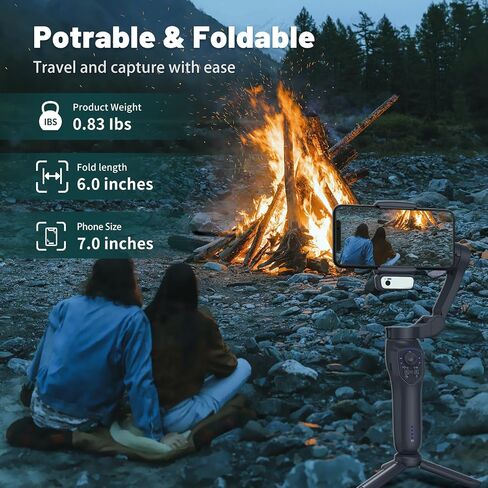 L7C Pro, Gimbal stabilizer for iphone, Phone Stabilizer for Video Recording with Face/Object Tracking, 3-Axis Gimbal for Android & iPhone 15 Pro Max, Foldable iPhone Gimbal Vlog Recording in Saudi Arabia
