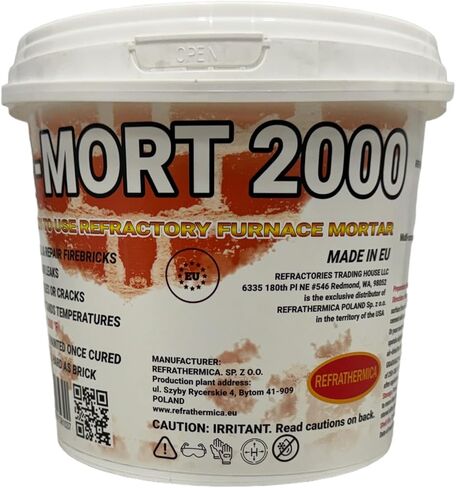 R-Mort 2000 أسمنت الفرن الحراري لربط العناصر المقاومة للحرارة، والعزل الحراري، وإصلاح مفاصل البناء المقاومة للحرارة، وإصلاح الأضرار الطفيفة والشقوق، في البطانات المقاومة للحرارة - 74 أونصة سائلة. in Saudi Arabia