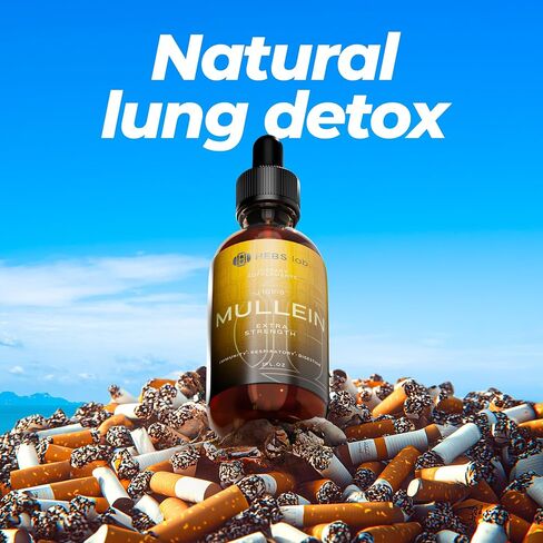 Mullein Leaf Extract - Organic Lung Cleanse - Mullein Drops for Lung Health - Made in USA - Natural Lung Support Supplement - Herbal Respiratory Relief - Mullein Extract Tincture 2 Fl Oz in Saudi Arabia