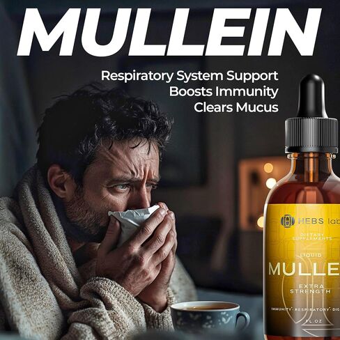 Mullein Leaf Extract - Organic Lung Cleanse - Mullein Drops for Lung Health - Made in USA - Natural Lung Support Supplement - Herbal Respiratory Relief - Mullein Extract Tincture 2 Fl Oz in Saudi Arabia