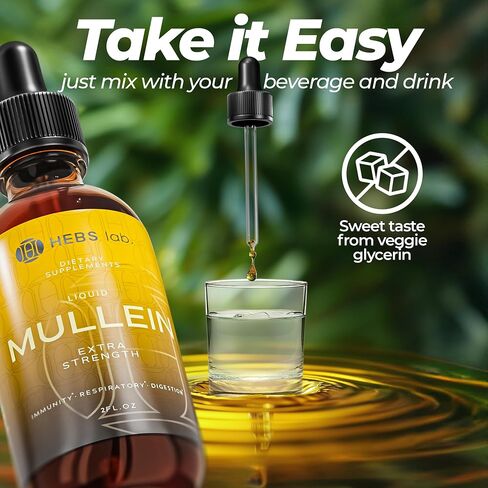 Mullein Leaf Extract - Organic Lung Cleanse - Mullein Drops for Lung Health - Made in USA - Natural Lung Support Supplement - Herbal Respiratory Relief - Mullein Extract Tincture 2 Fl Oz in Saudi Arabia