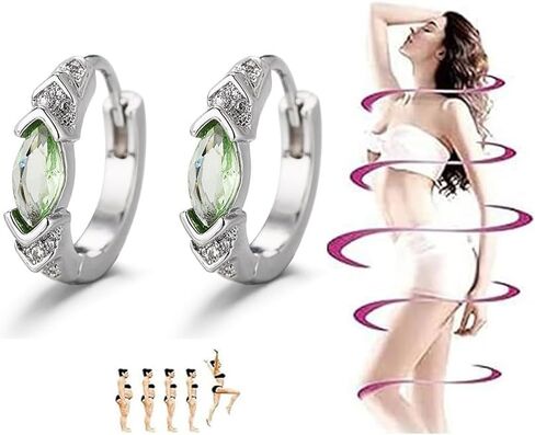 Lymphatic Drainage Slimming Hoop Earrings, Titanium Ion Lymphvity Germanium Acupuncture Therapy Moissanite Earrings Bloodstream Lymph Nodes CZ Jewelry for Women Men in Kuwait