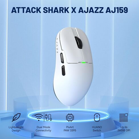 AJAZZ X AJ159 Gaming Mouse with Magnetic RGB Charging Dock,2.4G Wireless Gaming Mouse PAW3395 Sensor 26K DPI,1K Polling,6 Programmable Buttons,Ergonomic Computer Mice USB3.0 for PC/MAC in Kuwait