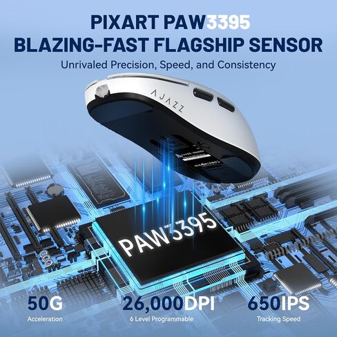 AJAZZ X AJ159 Gaming Mouse with Magnetic RGB Charging Dock,2.4G Wireless Gaming Mouse PAW3395 Sensor 26K DPI,1K Polling,6 Programmable Buttons,Ergonomic Computer Mice USB3.0 for PC/MAC in Kuwait