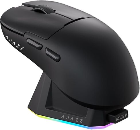 ماوس ألعاب AJAZZ X AJ159 مع قاعدة شحن RGB مغناطيسية، ماوس ألعاب لاسلكي 2.4G PAW3395 مستشعر 26K DPI، 1K استقصاء، 6 أزرار قابلة للبرمجة، ماوس كمبيوتر مريح USB3.0 للكمبيوتر/MAC in Saudi Arabia