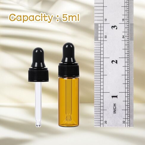 STARSIDE 50 pcs 1 ml Glass Essential Oil Dropper Bottles,1/4 Dram Amber Mini Perfume Dropping Bottle Cosmetic Sample Vials,Small Essential Oil Bottle in Saudi Arabia