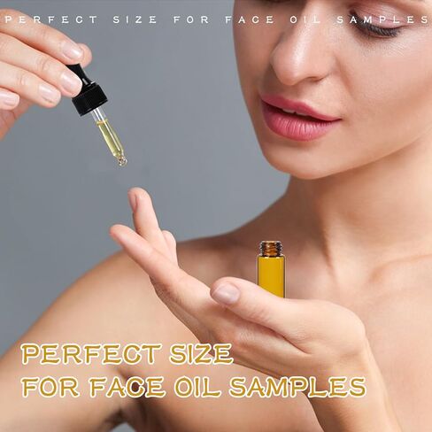 STARSIDE 50 pcs 1 ml Glass Essential Oil Dropper Bottles,1/4 Dram Amber Mini Perfume Dropping Bottle Cosmetic Sample Vials,Small Essential Oil Bottle in Saudi Arabia