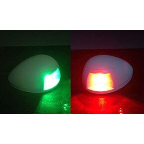 Pactrade Marine Boat Navigation Lights Red and Green LED Side Lights (Horizontal Mount) - 2 NM White Housing | Green Starboard Red Port Navigation Lights for Boats LED