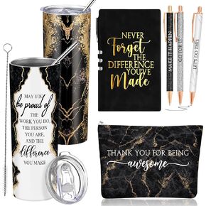 6 Pcs Employee Appreciation Gift Set for Women Thank You Gifts May You Be Proud 20 oz Rustic Marble Sign Tumbler Gift Makeup Bag Journal Ballpoint Graduation Christmas Work Anniversary Gift