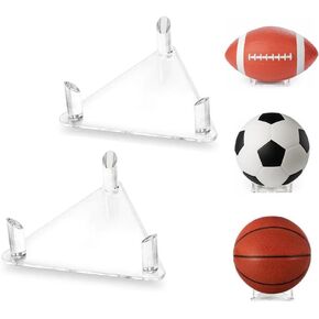 2 Pack Acrylic Football Stand Holder Sports Ball Storage Organizer Display Rack for Basketball Football Volleyball Soccer Rugby Balls