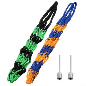 2PCS Black Green and Yellowish Blue Nylon Ball Bags Mesh Bags Net Bags For Volleyball Basketball Football (with 2PCS Ball Needles)
