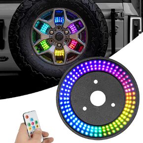 RGB Spare Tire Light Third Brake Light LED Wheel Light Compatible with Jeep Wrangler Accessories 2007-2018JK/JKU & 2018+ JL/JLU