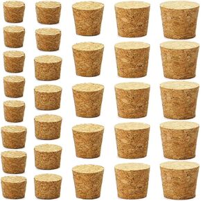 30Pcs Cork Stoppers, Wooden Tapered Wine Bottle Stoppers Replacement Corks, Wooden Tapered Cork Plugs for Wine Beer Bottle Crafts, 6 Sizes