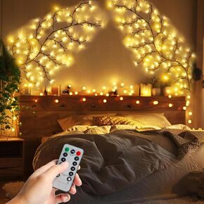 Lighted Willow Vine Lights - 8 Modes Enchanted LED Tree Branch Lights with Remote Control, 18 Branches 144 LEDs Vine Fairy Lights for Walls Bedroom Home Cottagecore Decor(7.5FT)