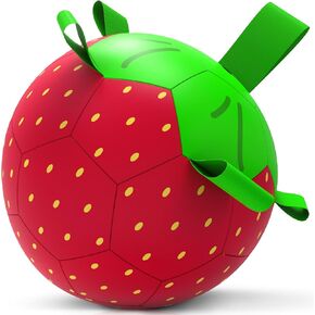 Dog Soccer Ball Dog Toys - Dog Soccer Ball with Straps, Dog Balls for Small Medium Dogs, Puppy Dog Birthday Gifts, Strawberry Herding Ball Toy (6 Inch)