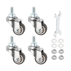 PATIKIL 2 Inch Stem Casters, 4 Pack Low Profile TPR Threaded Swivel Caster Wheel 360 Degree Rotation M8 x 15mm Total Load 231 Lbs for Rolling Cart Dolly Furniture Replacement, Brown