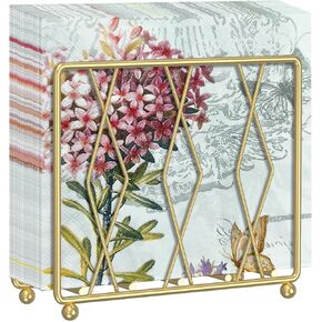 Napkin Holder for Table, Modern Metal Napkin Holders for Paper Napkins & Kitchen Dining & Countertops, Cocktail Upright Napkin Holder Dispenser Suitable for All Room Decors (Large, Gold)