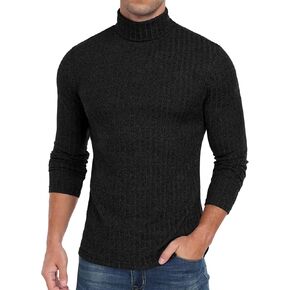 قمصان HiMONE الرجالية ذات الياقة المدورة خفيفة الوزن وأكمام طويلة ورقبة السلحفاة مضلعة حرارية S-XXL