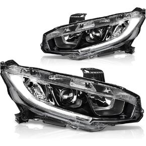 DWVO Headlight Assembly Compatible with 96 97 98 1996 1997 1998 Civic (Chrome Housing Clear Lens Amber Reflector)