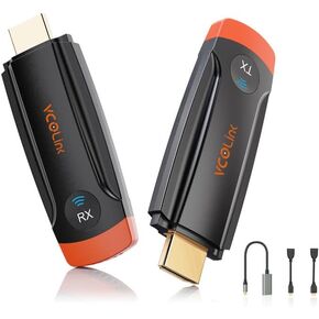 جهاز إرسال واستقبال HDMI لاسلكي، مع محول USB C إلى HDMI، التوصيل والتشغيل، مجموعة موسع HDMI لاسلكية محمولة 5G لبث الفيديو الصوتي إلى HDTV، وشاشة العرض، وجهاز العرض من الكمبيوتر المحمول/الكمبيوتر الشخصي/الكاميرا/الهاتف الذكي