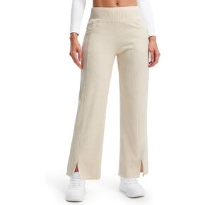 Libin Women's Ribbed Wide Leg Pants 27" Pull On Work Dress Slacks Lounge Casual Sweatpants with Pockets Fall Outfits