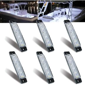 LED Boat Interior Lights Marine Courtesy Light Strip Deck Transom Cockpit Navigation Lighting Waterproof 12V for Fishing Pontoon Sailboat Kayak (6Pcs) (White)