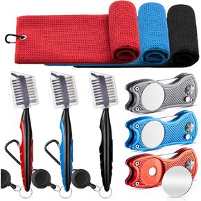 طقم ملحقات الجولف 9 قطع لحقائب الجولف تتضمن منشفة الجولف وفرشاة نادي الجولف مع خطاف أداة الجولف مع علامة كروية مغناطيسية in Kuwait