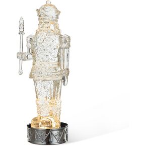 Glitzhome 12.5 "H مضاءة كريستال كسارة البندق تمثال الكرة الأرضية المائية، الاكريليك دوامة بريق كسارة البندق تمثال مع قاعدة الطبل كرة الثلج المياه لعيد الميلاد عطلة عيد الميلاد الديكور in Kuwait