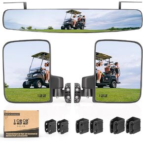 10L0L Newest Golf Cart Mirror Sets -No Drilling Side Mirrors,Wide Angle Rear View Mirror Adjustable HD Glass Universal for Yamaha Club Car EZGO