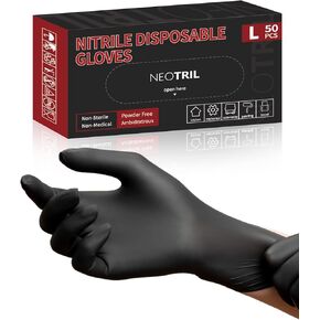 4-Mil Black Nitrile Disposable Gloves, Latex Free, Powder Free, Textured Grip Rubber Gloves for Household Kitchen