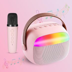 Karaoke Machine for Kids, Mini Portable Bluetooth Speaker with 2 Wireless Microphone, Karaoke Toys Gifts for Girls Ages 4, 5, 6, 7, 8, 9, 10, 12 +Year Old Christmas Birthday Party