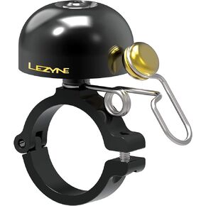 LEZYNE Classic Brass Bicycle Bell, Brass Hammer, Aluminum Bolt-On Mount, Stainless Steel Hardware, Loud Ring, Bike Bell