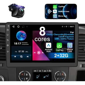 Car Stereo for Chevy Silverado Tahoe Equinox GMC Sierra Yukon 8 Core Android 12 with Wireless CarPlay Android Auto, 10.1 inch IPS Touchscreen 4+32G Car Radio with Backup Camera, AM/FM/RDS