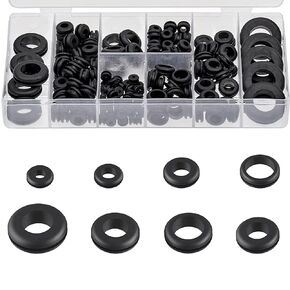 180 PCS Rubber Grommet Kit, 8 Sizes Electrical Wire Gasket Kit Rubber Gasket Kit Firewall Hole Plug Rubber Grommets for Automotive & Plumbing- 1/4", 5/16", 3/8", 7/16", 1/2", 5/8", 7/8", 1''