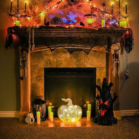 Mercury Glass Pumpkins Decor 5.9" Gold Glass Pumpkin Pumpkin Table Decor Decorations Indoor Pumpkins for Fall Harvest Thanksgiving Halloween Decorating (Round) in Saudi Arabia