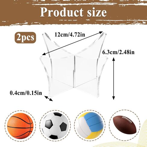 Acrylic Basketball Stand Holder 4.7x2.5 Inch, 2 Pack Clear Football Stand for Display, Acrylic Storage Display Ball Stand for Football Basketball Soccer, Volleyball in Saudi Arabia