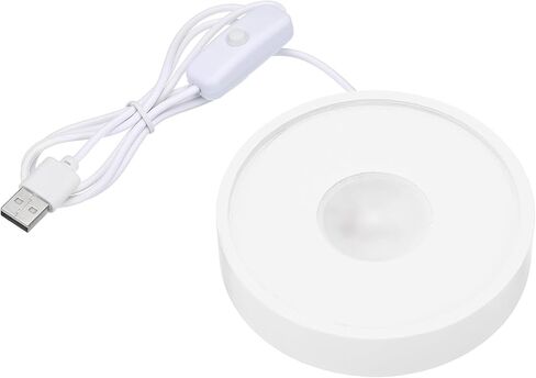 قاعدة إضاءة LED خشبية مقاس 4 بوصات من PATIKIL، قاعدة عرض خشبية بقاعدة إضاءة مع مفتاح لفن الحجر العطري الزجاجي الكريستالي ثلاثي الأبعاد، أبيض، ضوء أبيض in Saudi Arabia