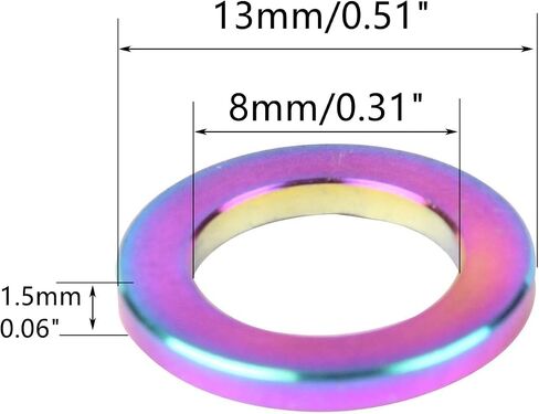 Titanium Flat Washer for M8 M10 Bolt Screw Washer Pack of 10 (Ranibow, M8) in Kuwait