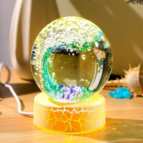 Handmade Glass Ocean Waves Ball, Hand Blown Sea Decor Orbs Blue with Gold, Aquarium Decor Office Home Decor Collectible Ocean Lovers Gifts in Saudi Arabia