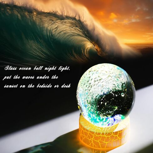 Handmade Glass Ocean Waves Ball, Hand Blown Sea Decor Orbs Blue with Gold, Aquarium Decor Office Home Decor Collectible Ocean Lovers Gifts in Saudi Arabia