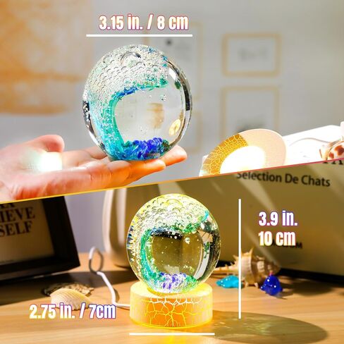 Handmade Glass Ocean Waves Ball, Hand Blown Sea Decor Orbs Blue with Gold, Aquarium Decor Office Home Decor Collectible Ocean Lovers Gifts in Saudi Arabia